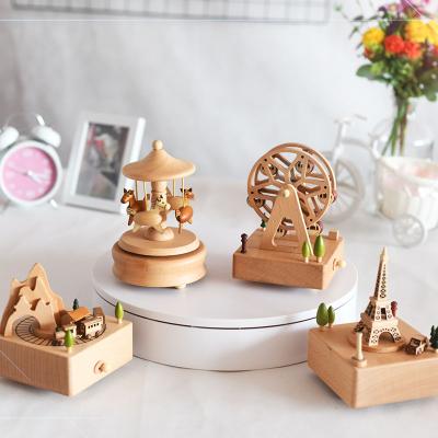 China Music Playing Christmas Gifts Kids Toy Carousel Wooden Music Box Hot Selling Movement for sale