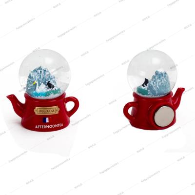 China Custom Souvenir Europe Snow Globe Fridge Magnet Resin Magnetic Snow Globe Paris for sale