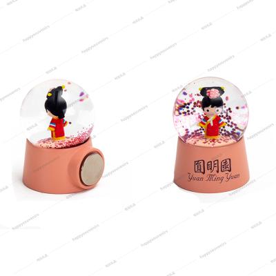 China Chinese Souvenirs Snow Globe From China With Magnetic Mini Magnet 35mm Snow Globe for sale