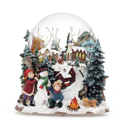 China Worldwide 150mm Christmas Village Snow House Resin Ornament Snow Globe For Christmas Birthday Gift for sale