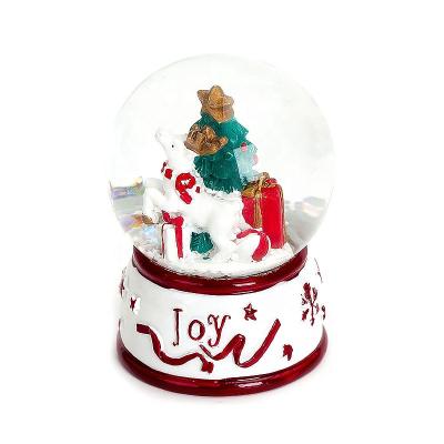 China Europe Home Decoration Diameter 45mm Small Snow Globe Resin Opens Christmas Trees Snow Globe For Christmas Gifts for sale