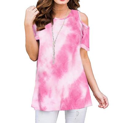 China Breathable Plus Size Short Sleeve Off The Shoulder Women Floral T Shirts O-Neck Casual Loose T-Shirt for sale