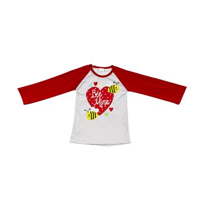 China Fashion Viable Magnets Shirt Red Cute Heart Bees Kids Clothing Boutique Clothes For Girls for sale