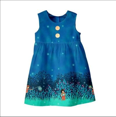 China Wholesale Healthy Navy Blue Cotton Baby Girl Dress Fashion Sleeveless Kids Dress Clothing Boutique Cotton Perskinety Skirts for sale