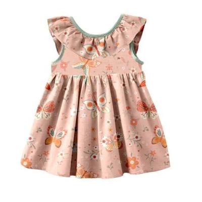 China Western Healthy Healthy Cotton Party Wear Baby Dress Kids Dresses Designs Sleeveless Pink Color Dress for sale