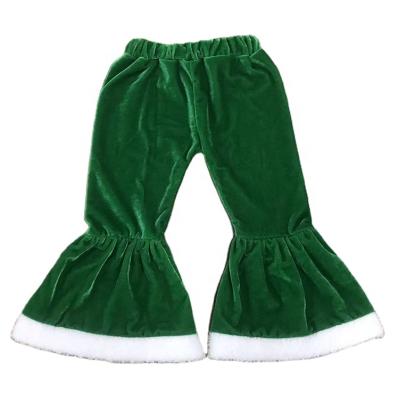 China Wholesale Vintage Children's Winter Pants Velvet Christmas Woolen Pants Vintage Green Solid Children's Long Trousers Clothing for sale