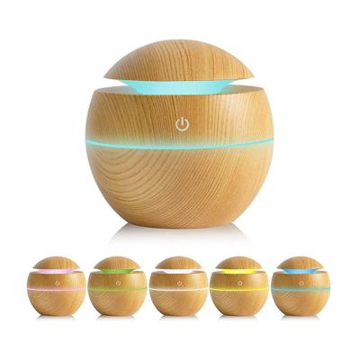 China New Product Car New Product Wooden Mini USB Lights Aroma Diffuser 130ml Electric Led Ultrasonic Humidifier 7 Grain for sale