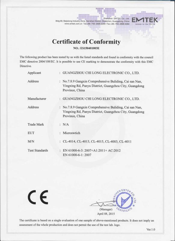 CE - Guangzhou Chilong Electronic Co., Ltd.