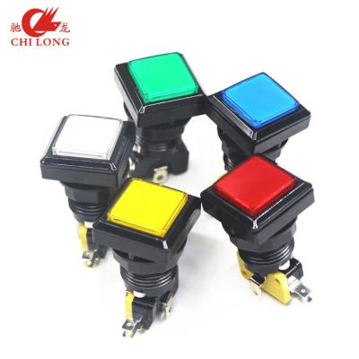 China CHILONG Plastic Factory 32*32mm Transparent PC No Delay Illuminated Switch Arcade Push Button With LED for sale