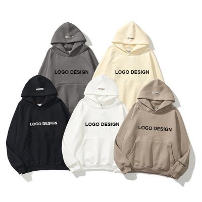 China Custom Logo Men's Anti-pilling Cotton 100% Knitting Fleece Drop Shoulder Long Sleeve Hoodie No Drawstring Design for sale