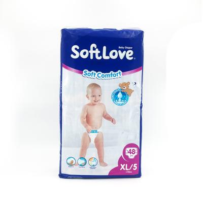 China Softlove XL 10s High Absorbency Leakage Protector Three-dimensional Baby Plain Weave Diaper Ultra Thin Breathable Baby Diaper for sale