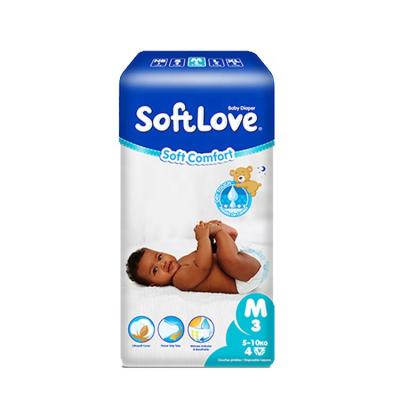 China High Quality Soft Breathable Plain Weave M 4'S Softlove Suppliers China Baby Diaper S for sale