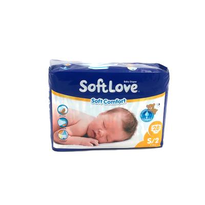 China Softlove Plain Weave S/2 28'S China Suppliers Softcare Breathable Disposable Baby Diapers for sale