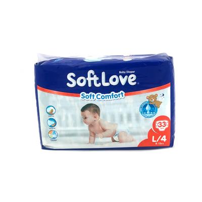 China Softlove Plain Weave L/4 33' S High Quality Absorbing Top Comfort Baby Diaper Pants for sale