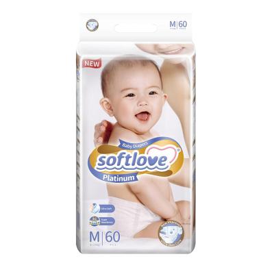 China Softlove M Size Ultra Thin Plain Weave Baby Pampering Diaper Soft Dry Surface With OEM Design Package Baby Diapers for sale