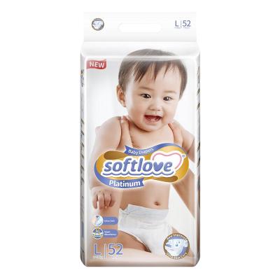 China Softlove Plain Weave L Super Ultra Thin Baby Diaper Size Absorbent Breathable Diaper Pampering Baby Diapers for sale