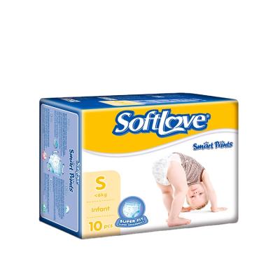 China Softlove Printed S 26' S Premium Baby Diaper Pants Factory Hot Selling Disposable Baby Diaper Directly for sale