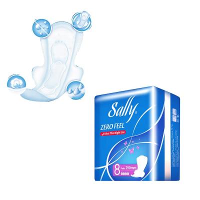 China Fan-shape Outlet 290mm Sterilized Cotton Night Use Soft Touch Sanitary Napkins for sale