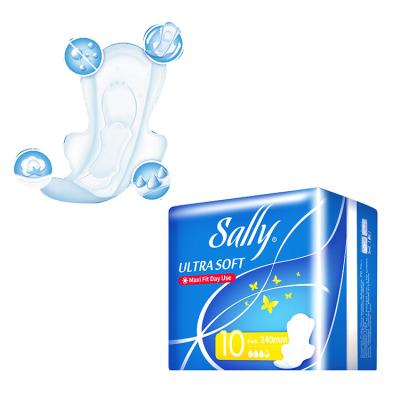 China Fan-shape Sally Super Absorbent 240mm Factory Price Sanitary Pads Grade Disposable Anion Bulk Sanitary Napkin for sale