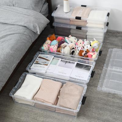 China AU CAT XG2568 Drawer Style Folding Stackable Clear Plastic Large Under Bed Storage Box With Wheel For Living Room Sofa Bed for sale