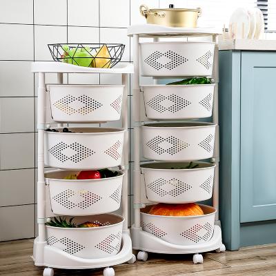 China Freshness Preservation AU CAT HC6233 Round Rotating Multi-Layer Kitchen Rack Fruit and Vegetable Storage Rack Floor-standing 5 Tier for sale