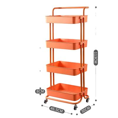 China Sustainable 3/4 Tier Shelves Service Plastic Rack Kitchen Organizer Utility Bathroom Storage Cart Rolling Slim Cart for sale