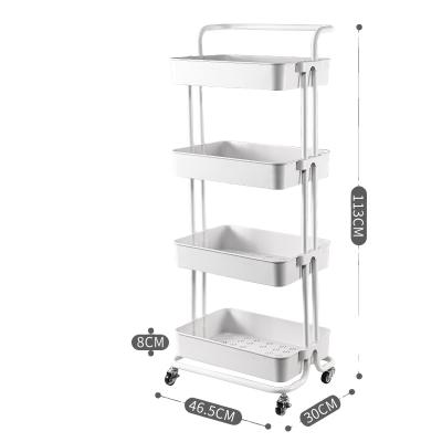 China Durable Practical 3 Layers Kitchen Trolley Bathroom RoomHousehold Hotel Rack Storage Color Metal With Wheel for sale