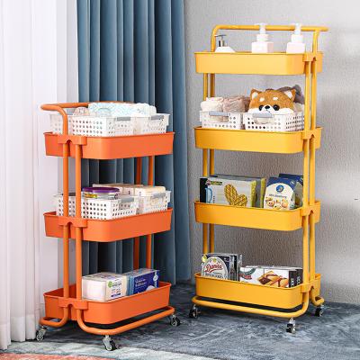 China Hot Selling Home Organizer Viable Plastic Slim Trolley Kitchen Bath Storage Shelf Trolley for sale