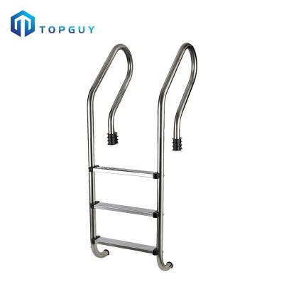 China SF 304 Swimming Pool Stainless Steel Delicate Polishing Step 3 Ladder With Handle for sale