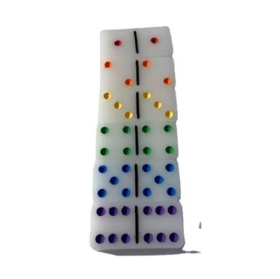 China Custom Eco-Friendly Game Figures Frosted Acrylic Crystal Sublimation Blank Multicolored Dominoes Dominoes Set for sale