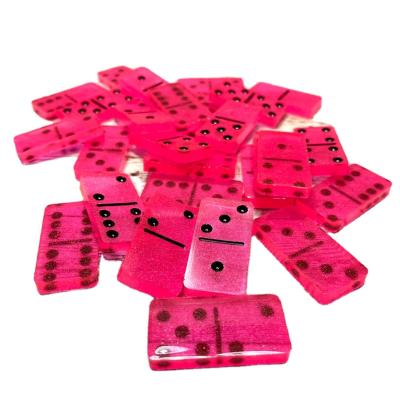 China Eco-Friendly Custom Numbers Domino Acrylic Neon Pink Custom Colored Domino Antique Sublimation White Dominoes Chip Sets for sale