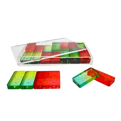 China Eco-Friendly Custom Playing Figures Wholesale Custom Acrylic Colorful Empty Dominoes Chip Set Sublimation Playing Dominoes for sale