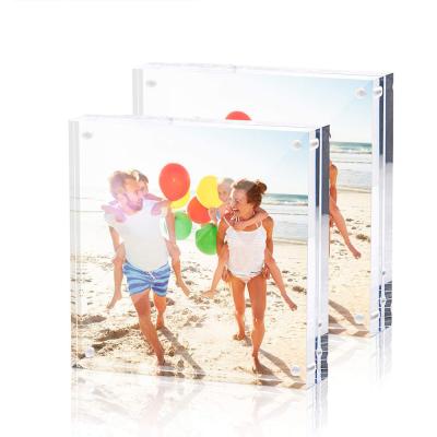 China Modern Stylish 12+12MM Thickness Acrylic Frame 8x10 Clear Clear Photo Frame for sale