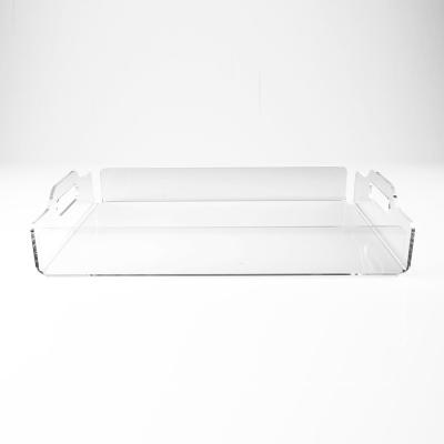 China Lucite Eco - Friendly Hot Bending Fast Food Tray Clear Acrylic Tray Serving With Handles for sale