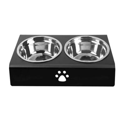 China Custom Viable Plexiglass Pet Driver Black Color Acrylic Pet Cat Dog Bowl Holder for sale