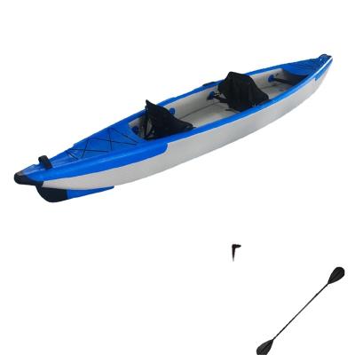 China Factory Customized PVC 2 Person Running Fishing Canoe Rowing Boat Pedal Drop Point Inflatable Kayak for sale