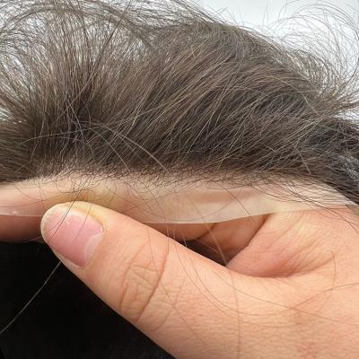 China Hot Selling Natural Straight Thin Hair PU Men Hairpiece Replacement Hairpieces Natural Thin Wig For Men for sale