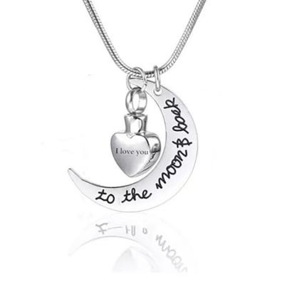 China CLASSIC Custom Pet Urn Memory Necklace Can Open Moon Pendant For Pet Memorial Necklace for sale