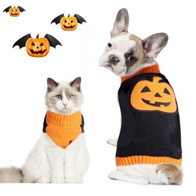 China Viable Pumpkin Head Halloween Cat Dog Clothes Custom Pet Brand Sweater In Hooded for sale