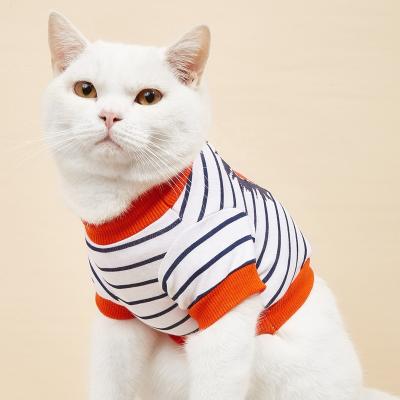 China Viable Wholesale Cute Printed Striped Small Dog Shirts Pet Cat Clothes for sale