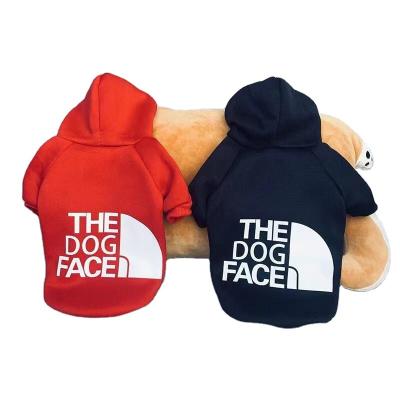 China 2021Hot New Design Stocked Fashion Branded XL Luxury Dog Face Coat Vest Hoodie Winter Dog Clothes For Puppy for sale