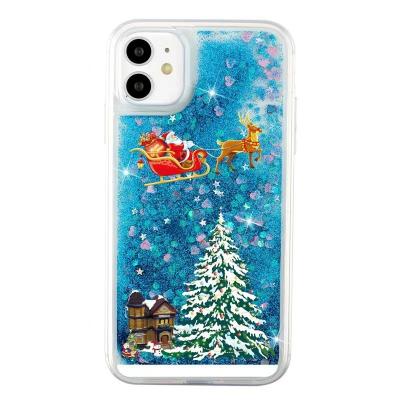 China Christmas Shockproof For iPhone 13 Pro Waterfall Quicksand Liquid Water Max Glitter TPU Glitter Clear Phone Case for sale