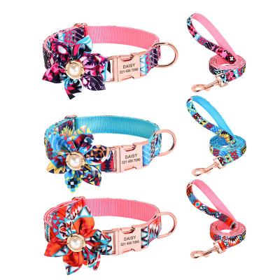 China Designer Custom JEWELED Durable Nylon Rope Dog Leash And Collar for sale