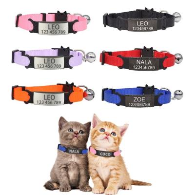 China Cute Personalized Free Engraving Nylon Dog ID Cat Collar Safety Breakaway Small Adjustable For Puppy Kittens Collar for sale