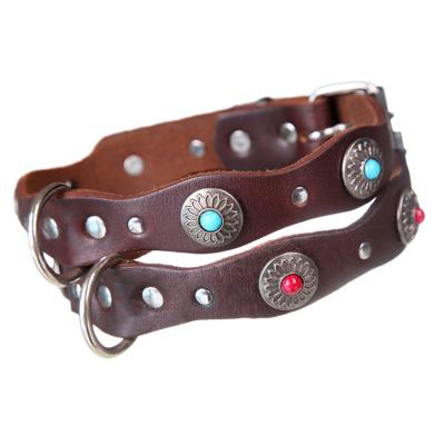 China Vintage Style PU Custom Pet Collars Adjustable Soft Leather Dog JEWELED Cat Collar for sale