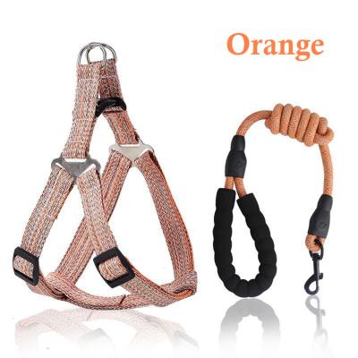 China Lights Pet Supplies Durable Orange Pet Harness Leash Set Padded Handle for sale