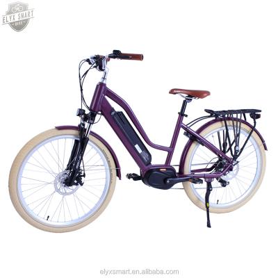 China 2020 New Aluminum Alloy ELYX Smart Hot Sale Vintage Bike Lady E Bike 26 Inch Mid Drive 8fun Electric Bike Bafang Velo Electrique From Factory for sale