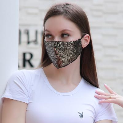 China Cotton 2020 Fashion Women Party Reusable Facecover Maskss Cotton Face Maskes Sequin Glitter Face Washable Facemask for sale