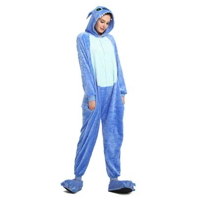 China Flannel winter wholesale price JINUO plus size onesie pajamas sleepwear blue animal suit adult women for sale