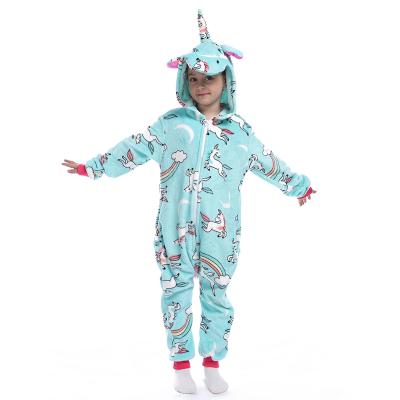 China 2020 Wholesale Children's Unisex Cartoon Unicorn Onesie Pajamas Flannel QUICK DRY Costume For Kids for sale